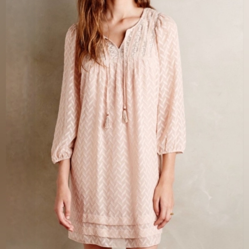 Anthropologie One September Pink Pheasant Dress XS